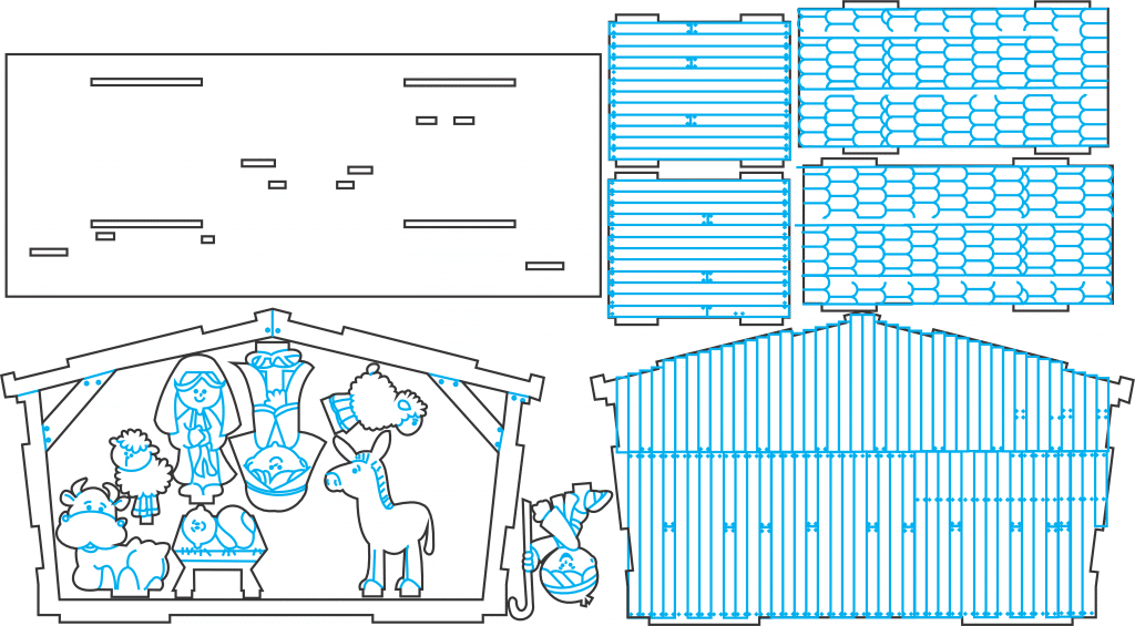Nacimiento con granero — vector para corte CNC