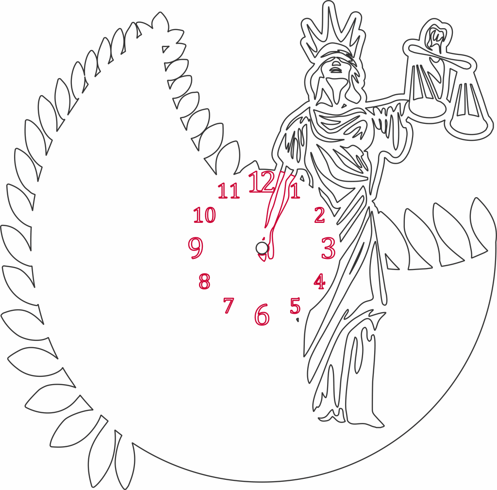 Reloj «Estatua de la libertad» — vector para corte CNC