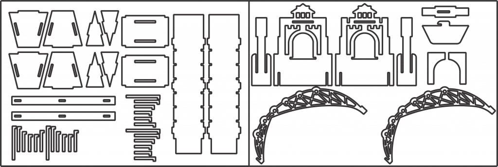 Puente con torres 2 — vector para corte CNC