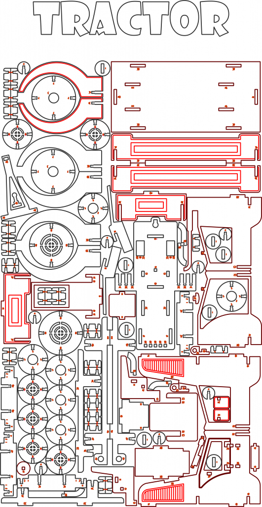 Tractor 3 — vector para corte CNC
