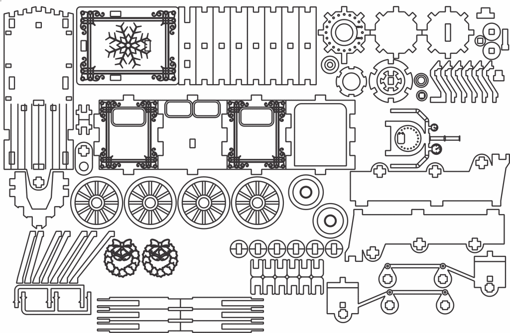 Tren navideño — vector para corte CNC