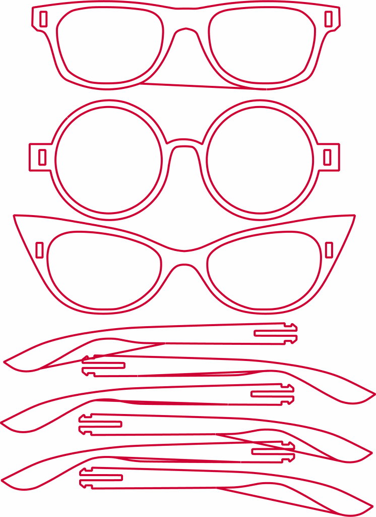 3 diseños de anteojos — vector para corte CNC