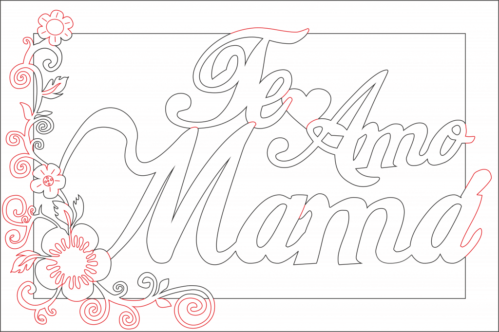 Cuadro «Te amo Mamá» — vector para corte CNC