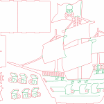 Barco pirata con cañones y ancla - Vector SVG DXF para CNC Router y Laser CO2 - Descargable gratis | Stanser