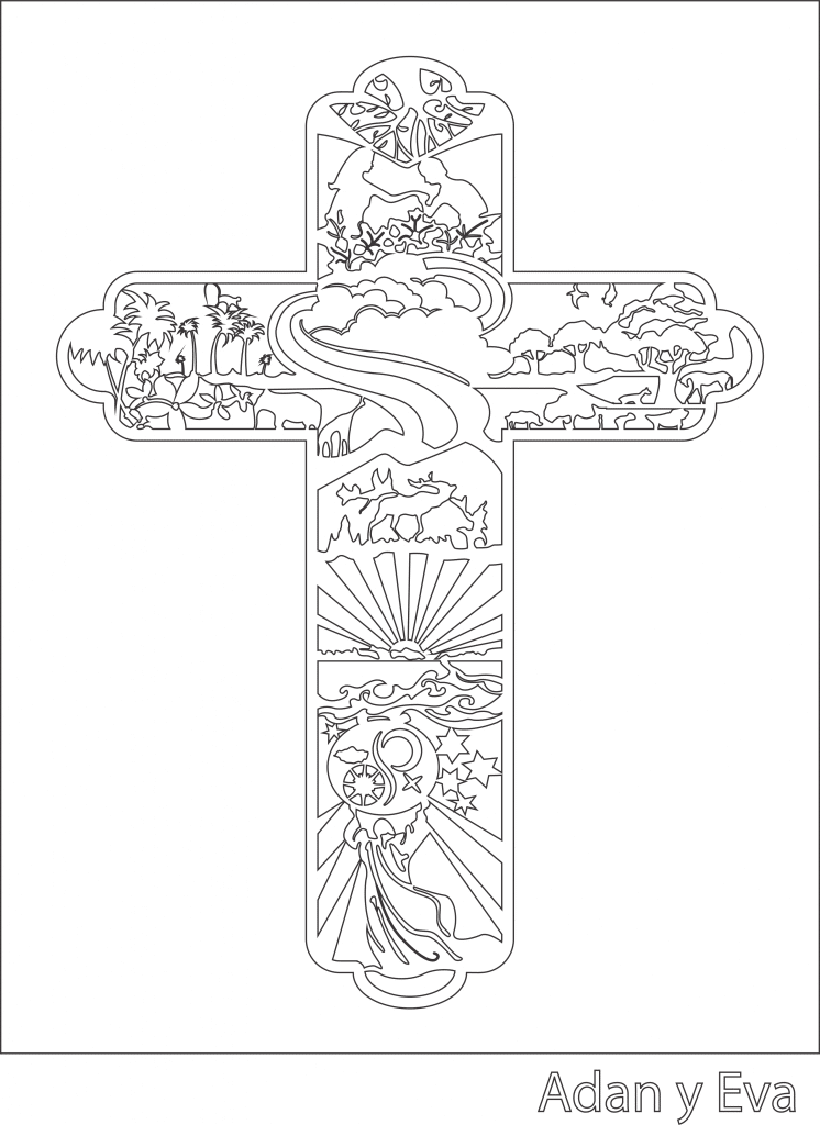 Cruz «Adán y Eva» — vector para corte CNC