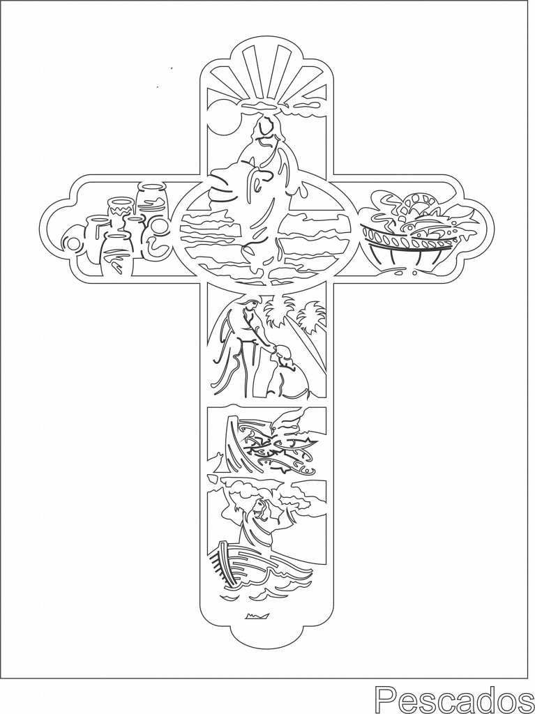Cruz «Pescados» — vector para corte CNC