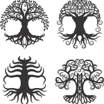 Diseños de árboles con raíces 1 - Vector descarganle para corte CNC y grabado laser gratis | Stanser
