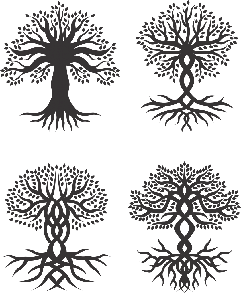 Diseños de árboles con raíces 4 — vector para corte CNC