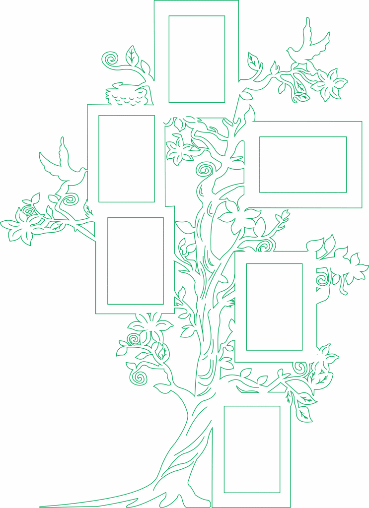 Portarretratos múltiple con forma de árbol — vector para corte CNC