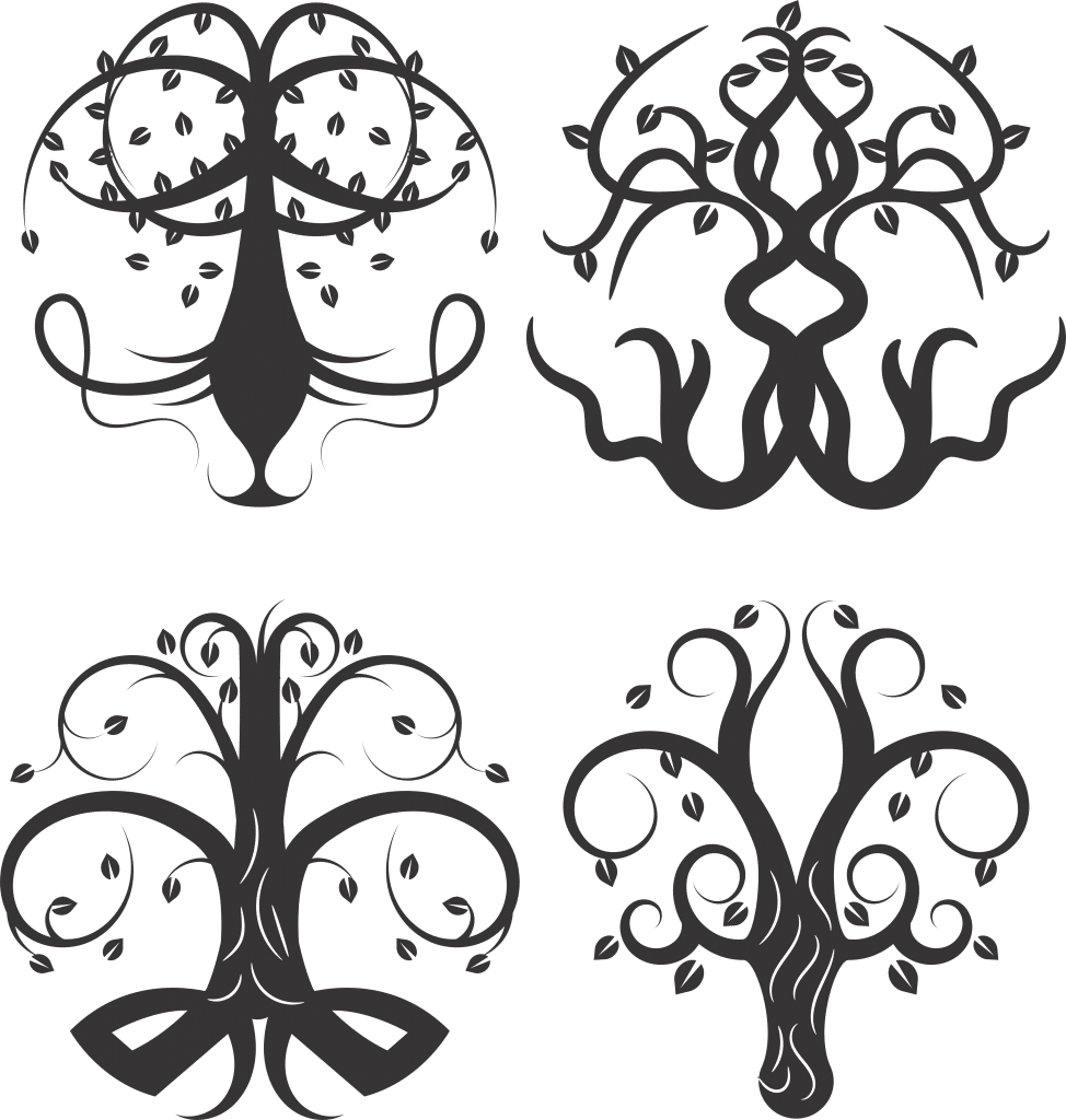 Diseños de árboles con raíces 6 — vector para corte CNC
