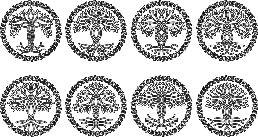 Diseños de árboles con raíces 10 — vector para corte CNC