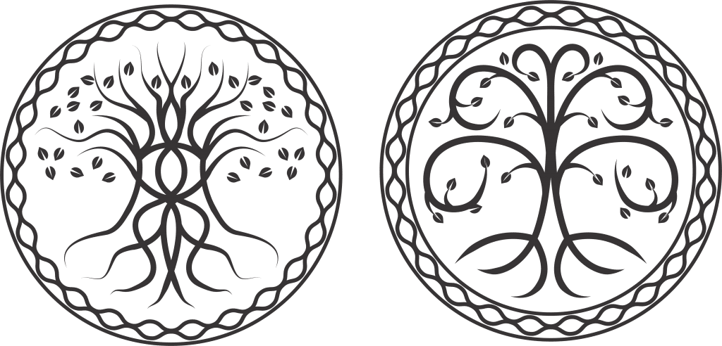 Diseños de árboles con raíces 11 — vector para corte CNC
