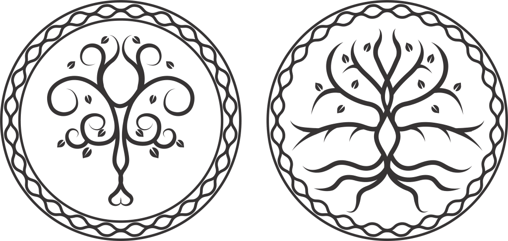 Diseños de árboles con raíces 12 — vector para corte CNC