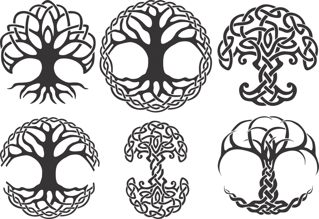 Diseños de árboles con raíces 13 — vector para corte CNC