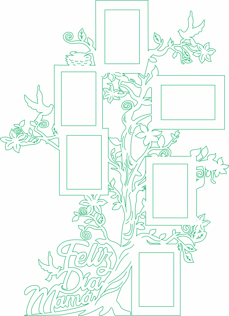 Portarretratos de árbol «Feliz día mamá» — vector para corte CNC