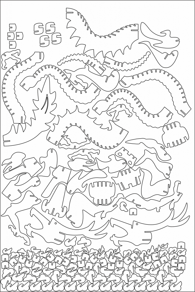 Dragón tridimensional — vector para corte CNC