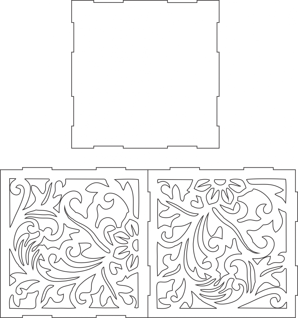 Caja de panel con grecas — vector para corte CNC