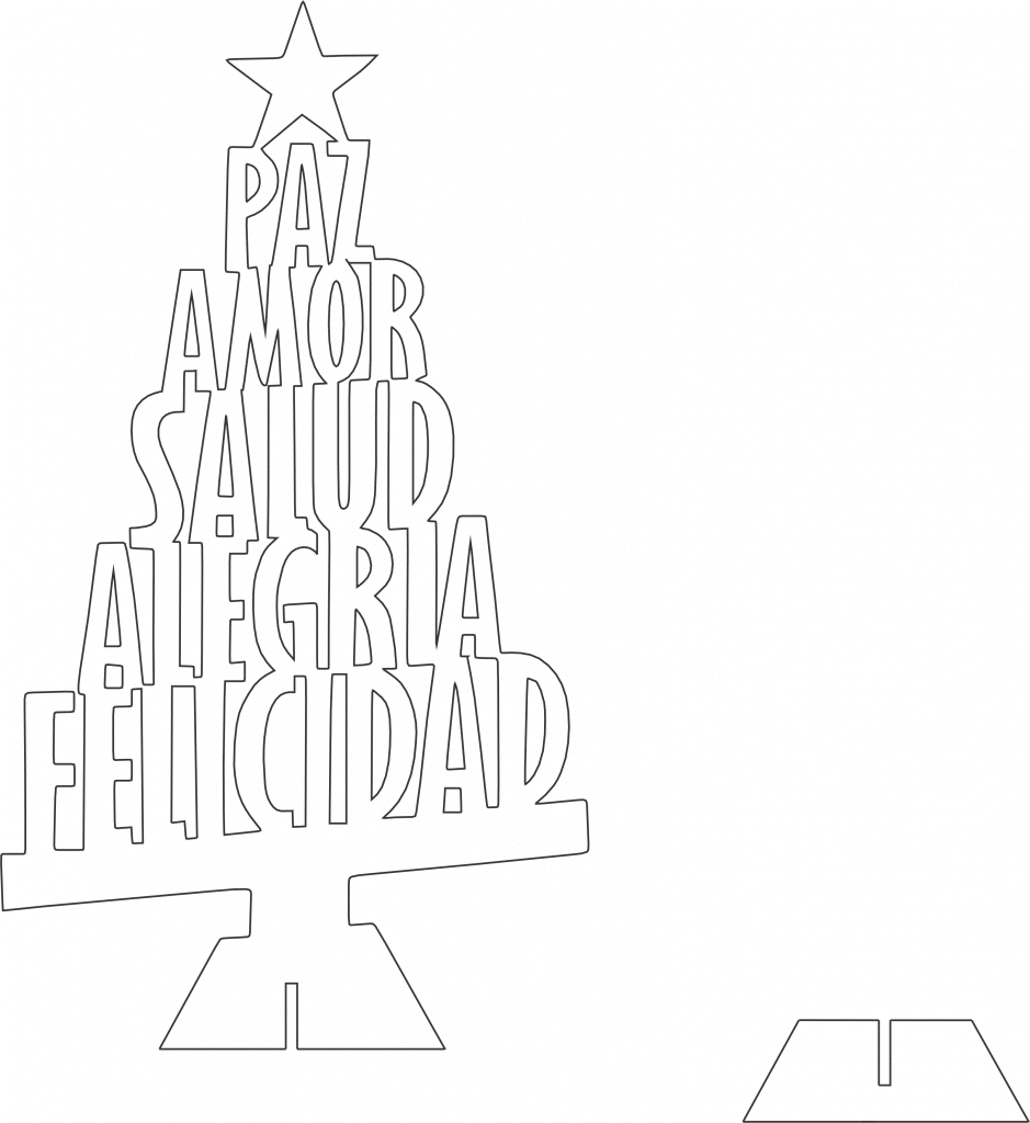 Árbol navideño con deseos — vector para corte CNC