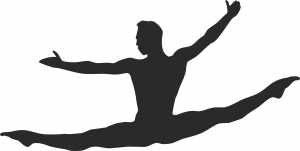 Bailarín en split de brazos abiertos