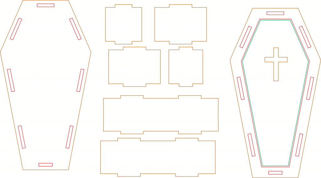 Ataúd con cruz — vector para corte CNC