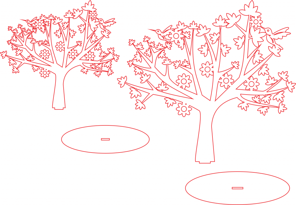 Árbol con colibríes — vector para corte CNC