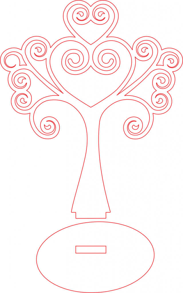Árbol «Corazones y espirales» — vector para corte CNC