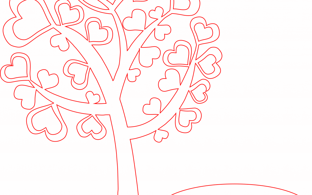 Árbol con copa de corazones