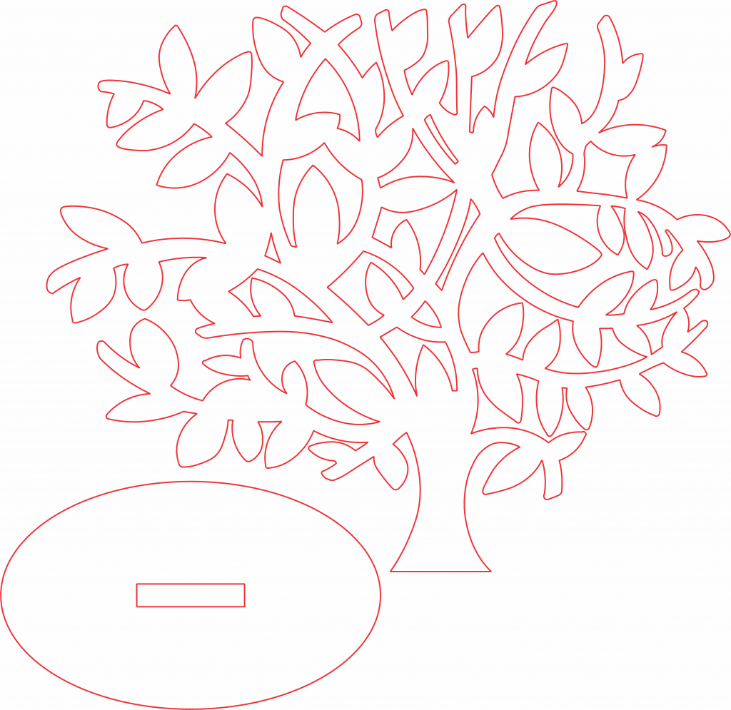 Silueta de árbol con base — vector para corte CNC