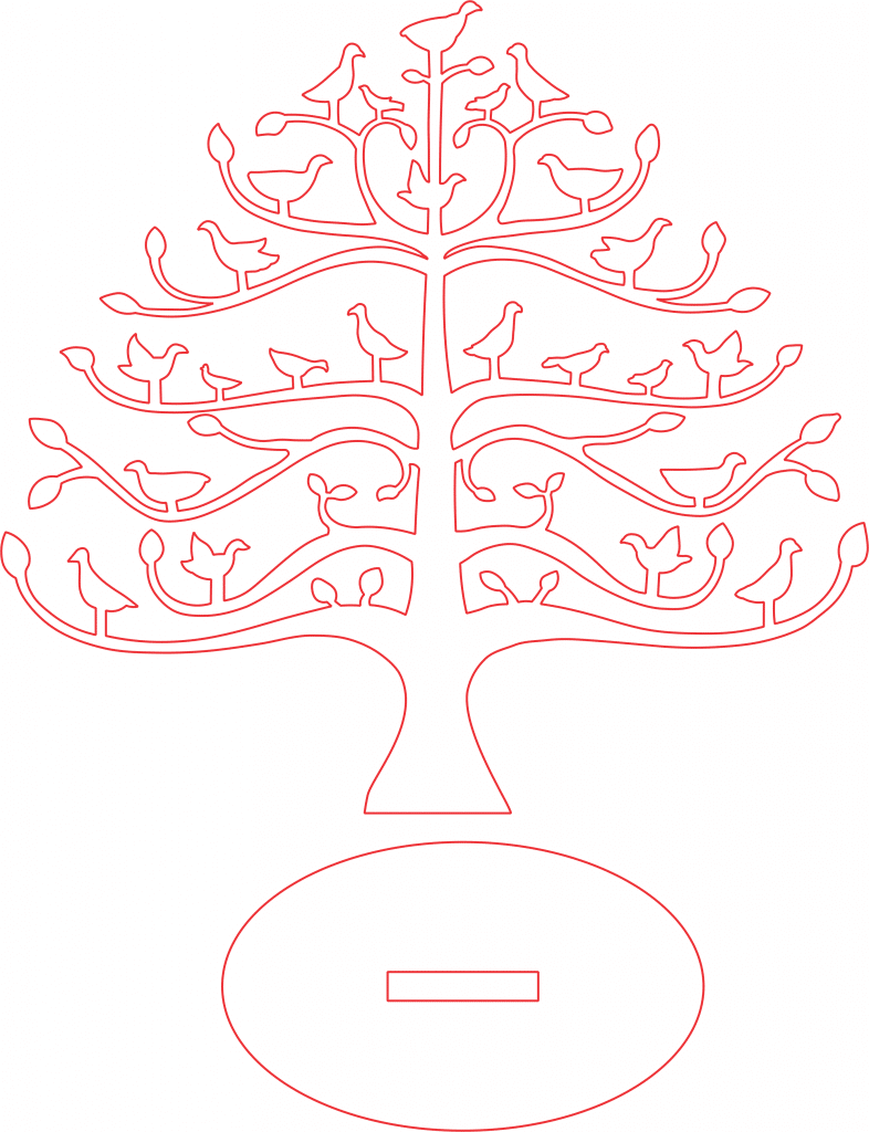 Árbol «Hojas y aves» — vector para corte CNC