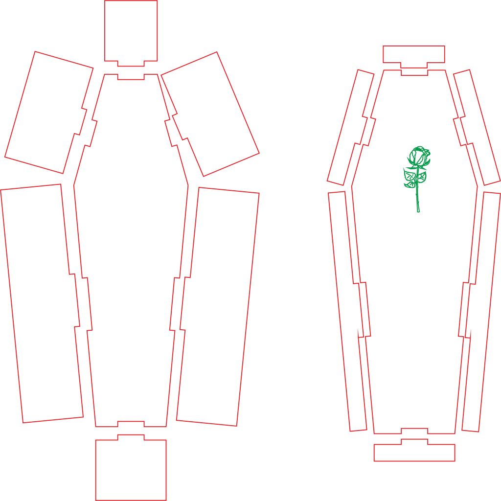 Ataúd con rosa en la tapa — vector para corte CNC