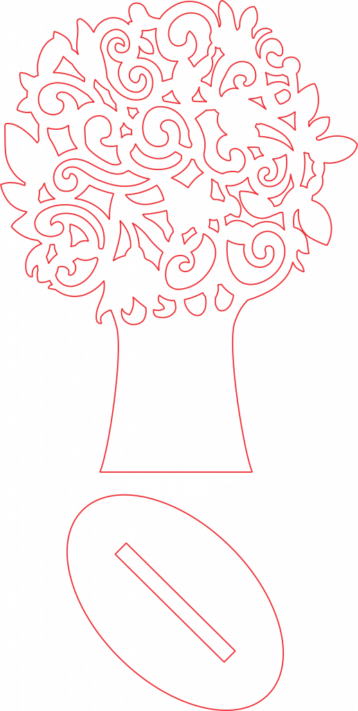 Árbol pequeño de copa redonda — vector para corte CNC