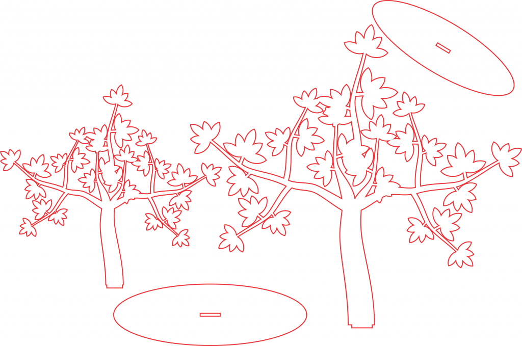 Par de árboles — vector para corte CNC