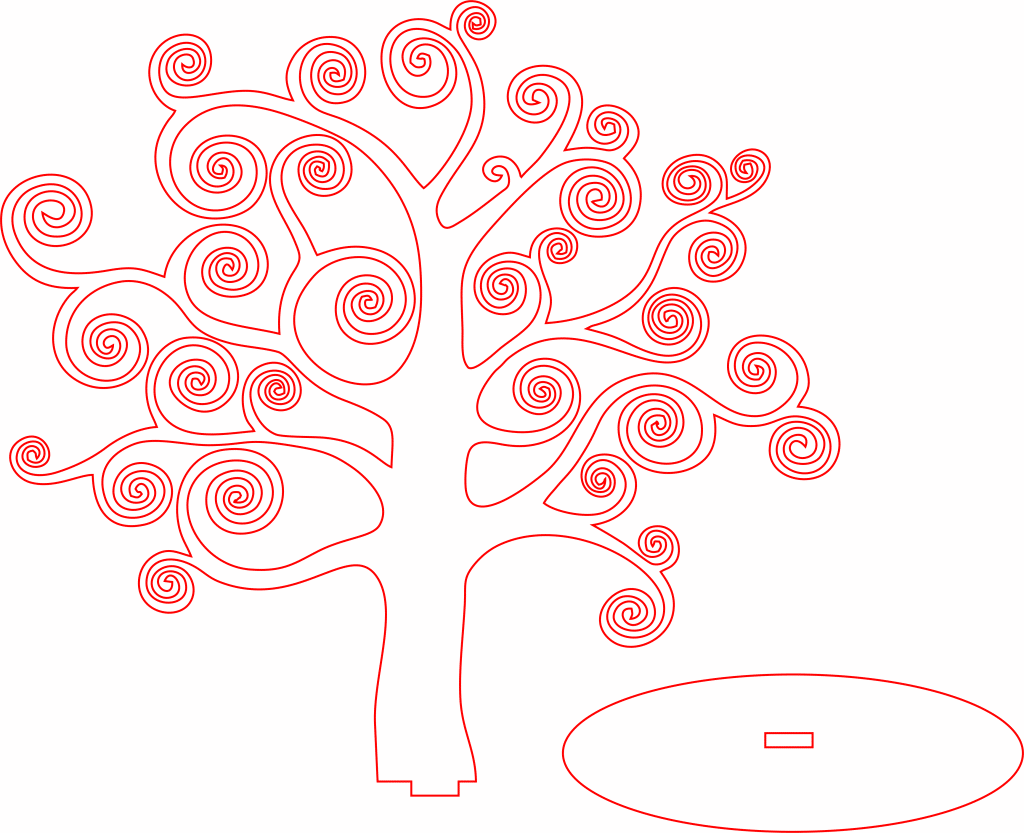 Árbol de espirales con base 2 — vector para corte CNC