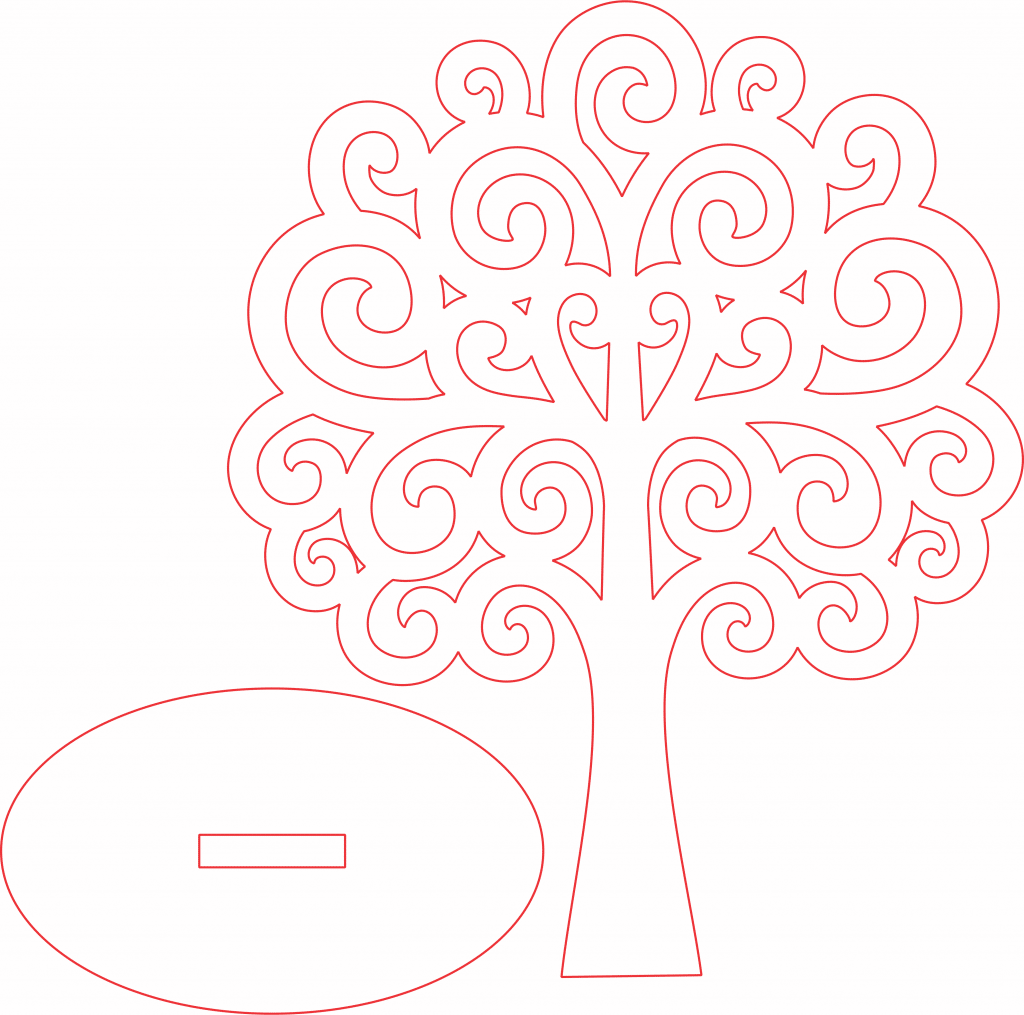 Árbol de espirales con base 3 — vector para corte CNC