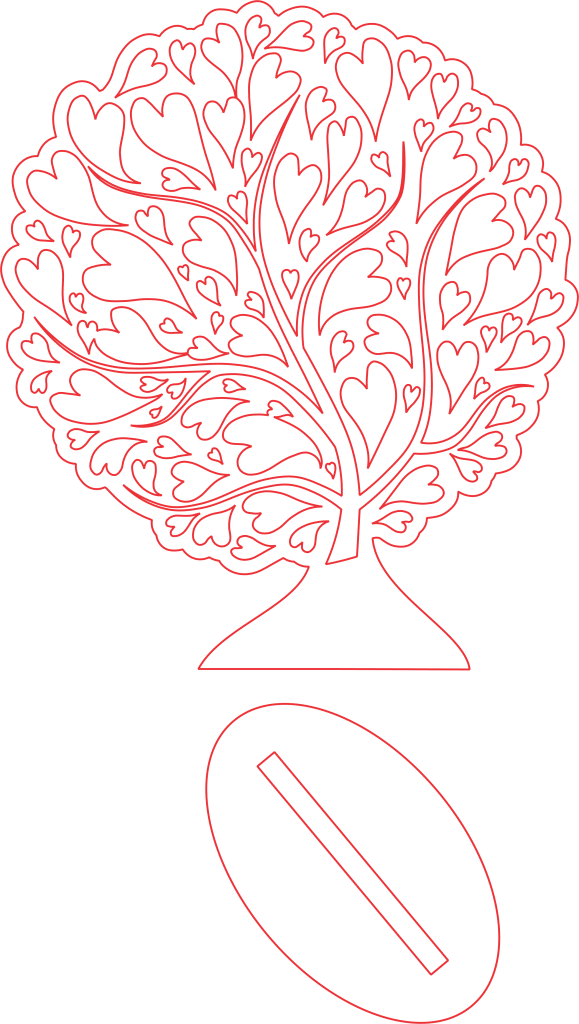 Árbol circular de corazones — vector para corte CNC