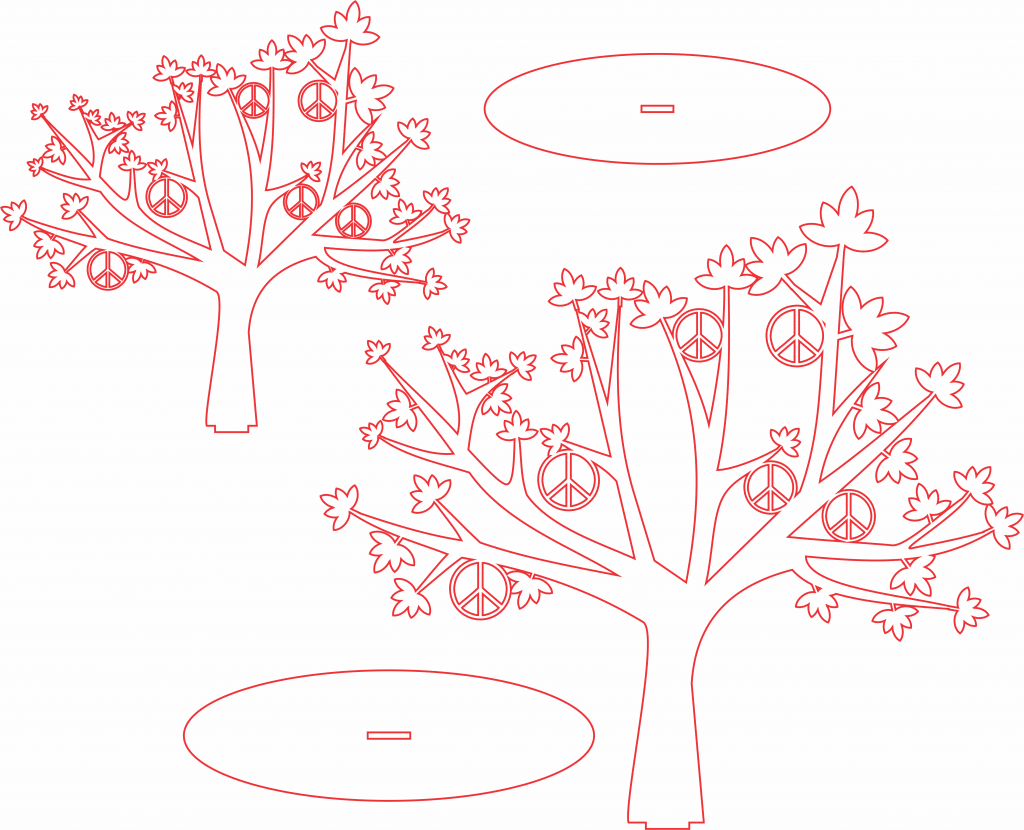 Árboles con símbolos de Paz — vector para corte CNC