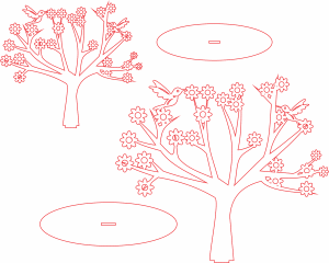 Árbol con flores y colibríes