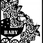 Carro de bebé con flores - Vector SVG DXF para CNC Router y Laser CO2 - Descargable gratis | Stanser