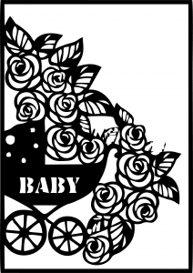 Carro de bebé con flores