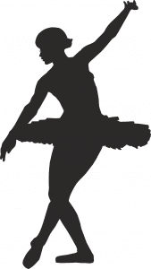 Silueta de bailarina inclinada al frente
