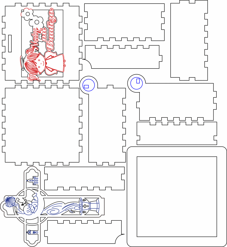 Cajas para Bautismo — vector para corte CNC