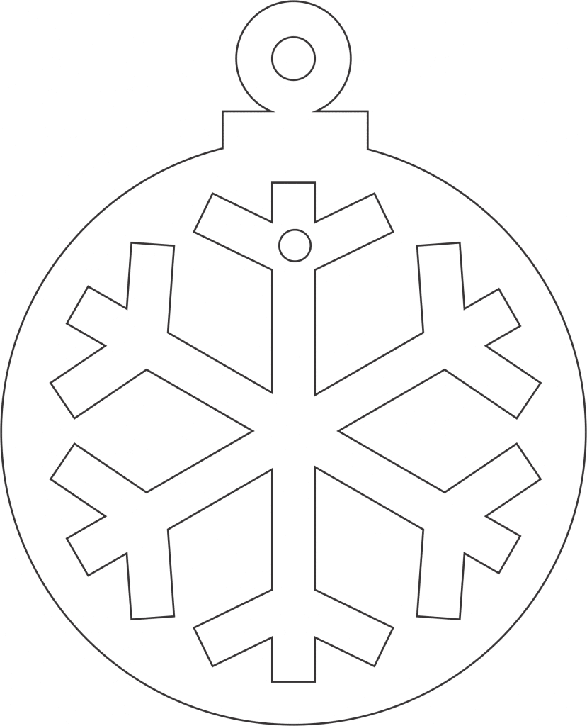 Esfera navideña con copo de nieve — vector para corte CNC
