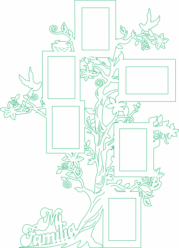 Portarretratos de árbol «Mi familia» — vector para corte CNC