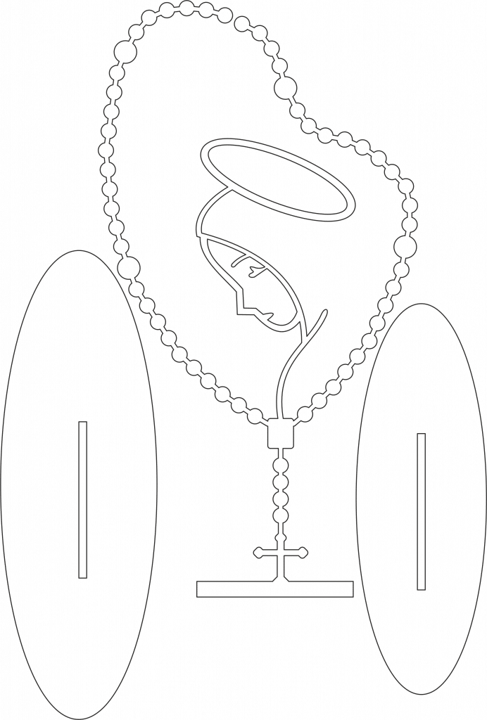 Virgen en rosario con base — vector para corte CNC
