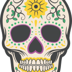 Calavera Mexicana con flor amarilla - Vector descarganle para corte CNC y grabado laser gratis | Stanser