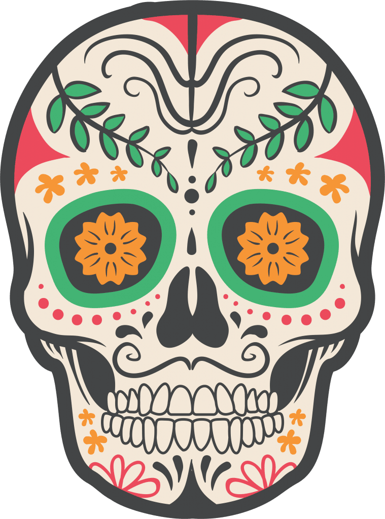 Calavera Mexicana «Crisantémos» — vector para corte CNC