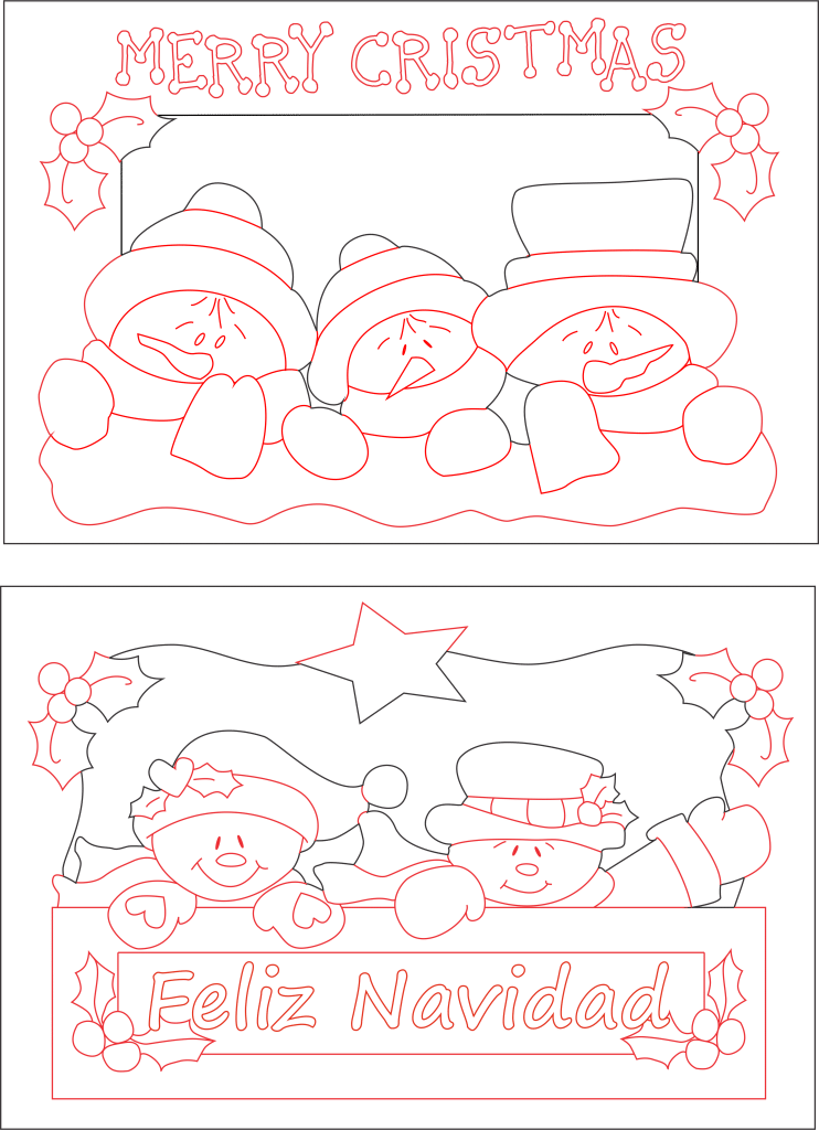 Cuadros navideños «Muñecos de nieve» — vector para corte CNC