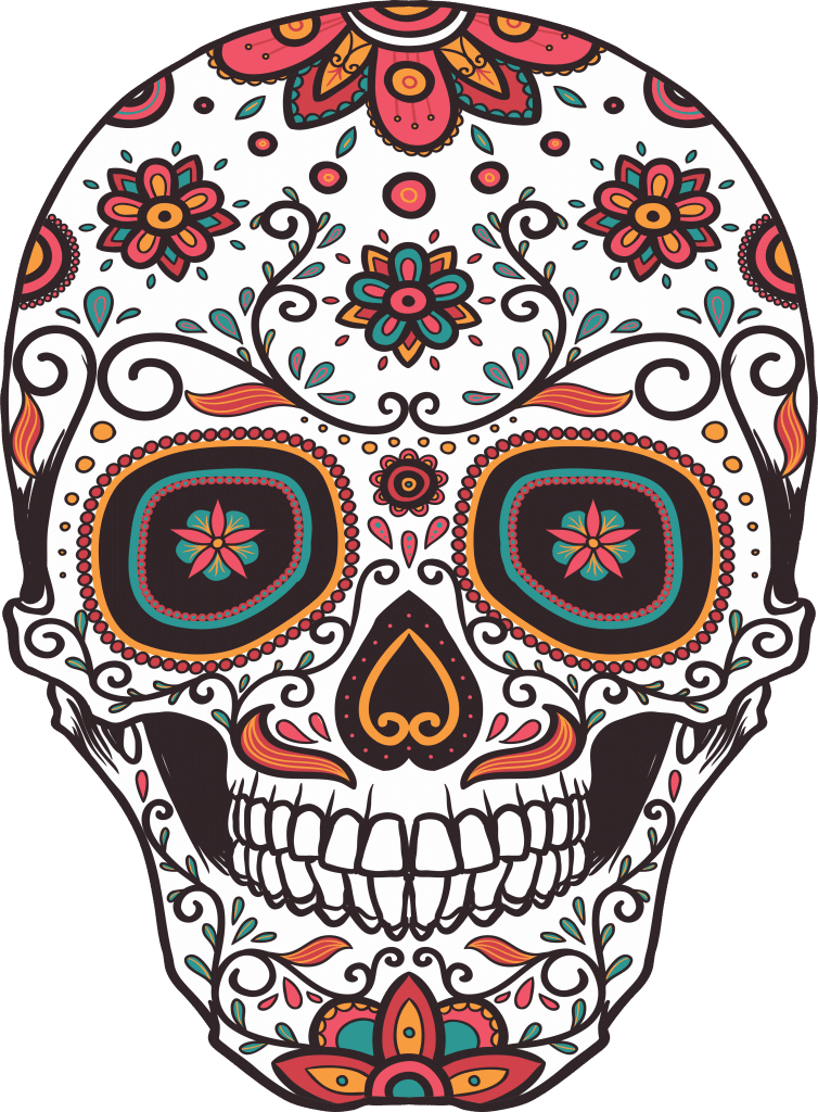 Calavera Mexicana «Flores» — vector para corte CNC