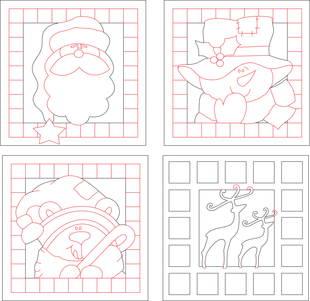 Mosaicos navideños — vector para corte CNC