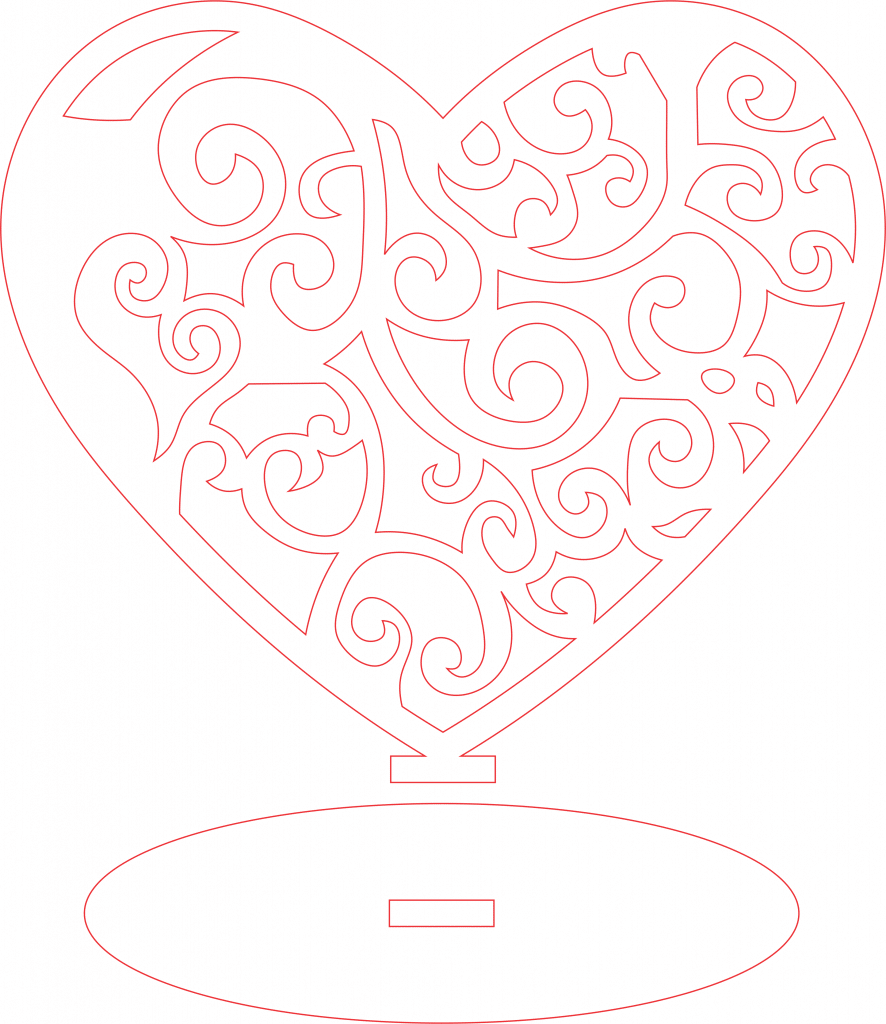 Souvenir de corazón «Espirales» — vector para corte CNC